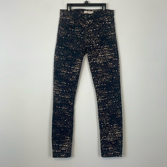 Tory Burch Black Flash Allover Print Skinny/Ankle Jeans. Size 25. - Picture 2 of 12